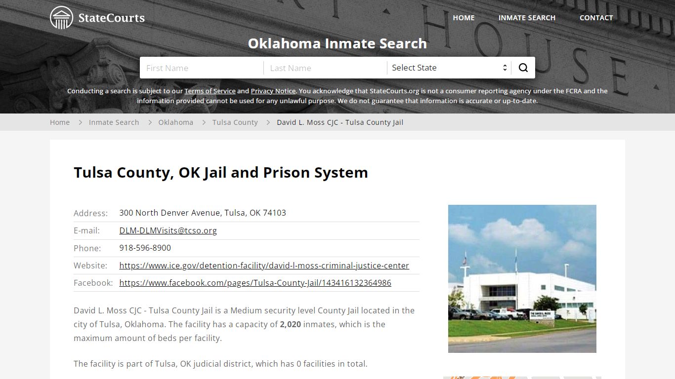 David L. Moss CJC - Tulsa County Jail Inmate Records ...
